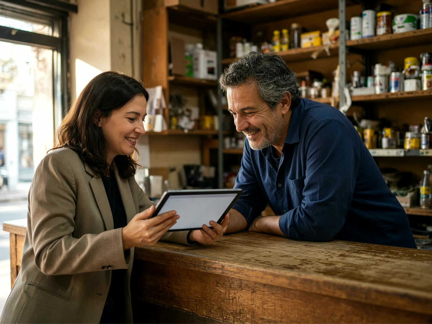 Mostrador de un local, visita de cinco minutos